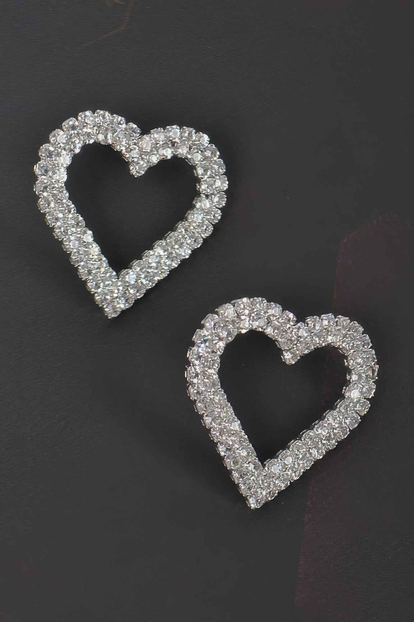 Heart Rhinestone Button Earring