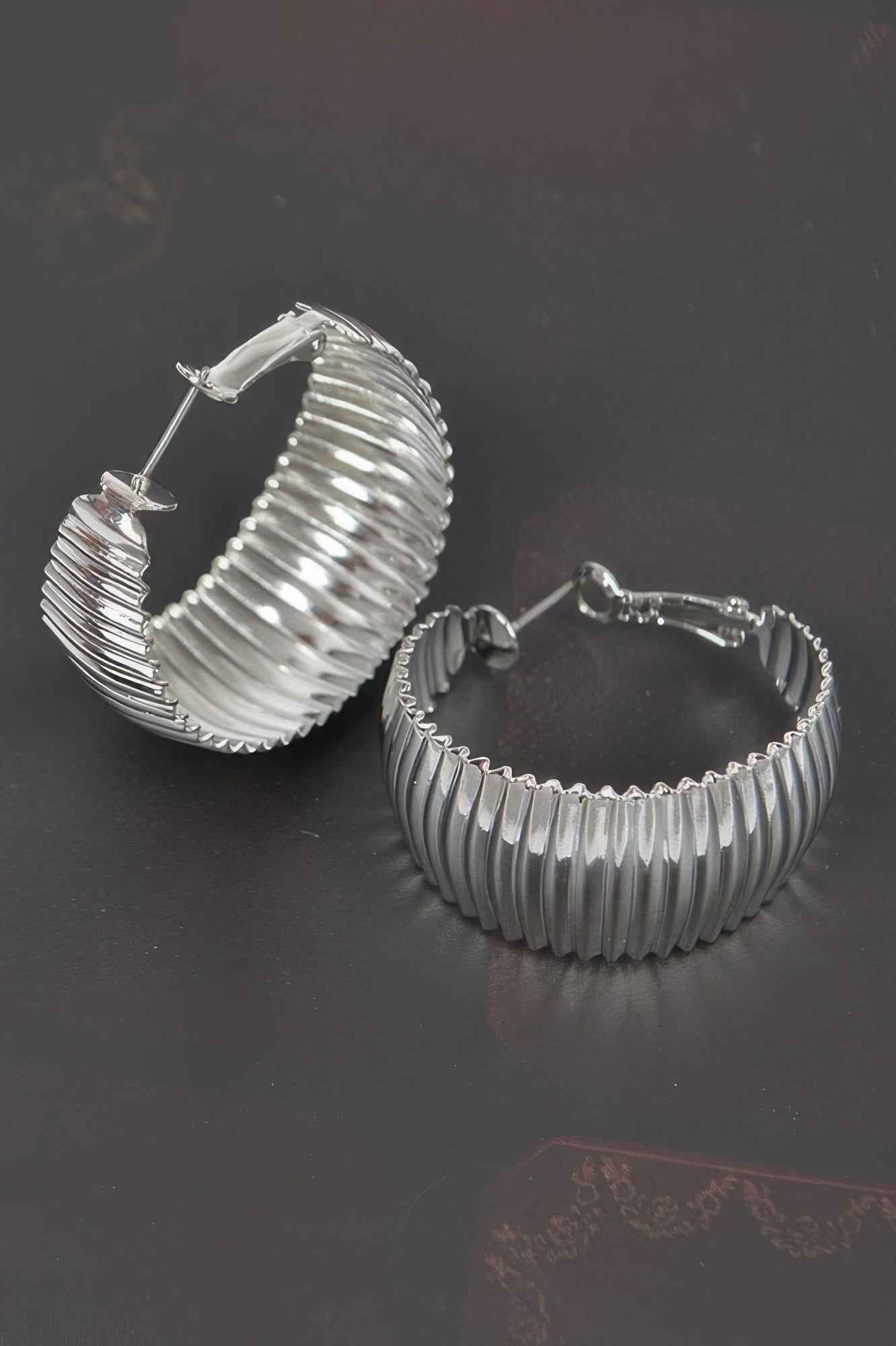 Wide Metal Hoop Earrings