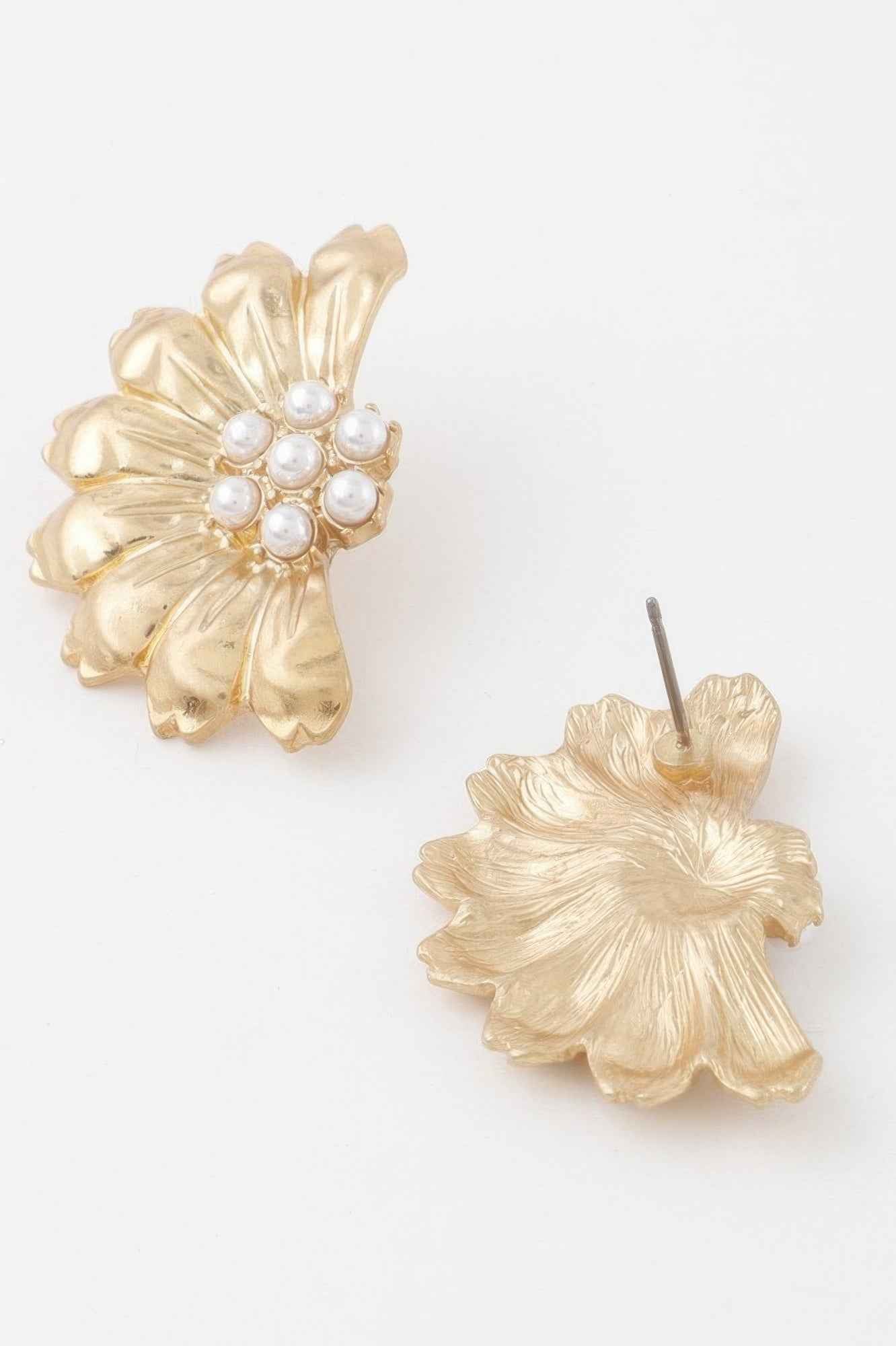Pearled Half Flower Earrings