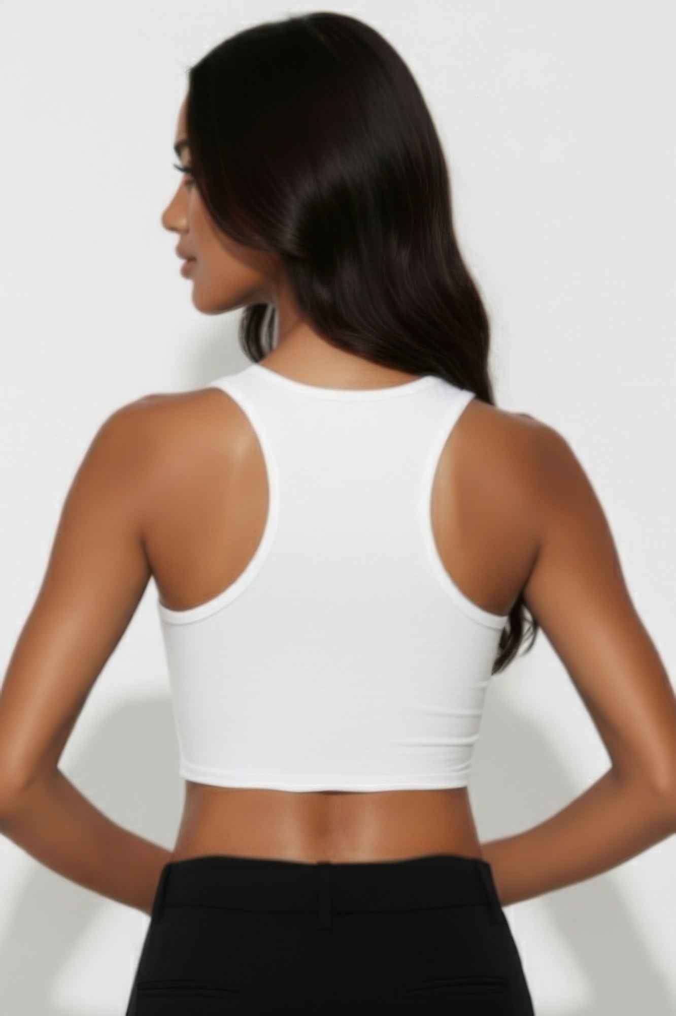 Sheer Mesh Panel Crop Tank Top