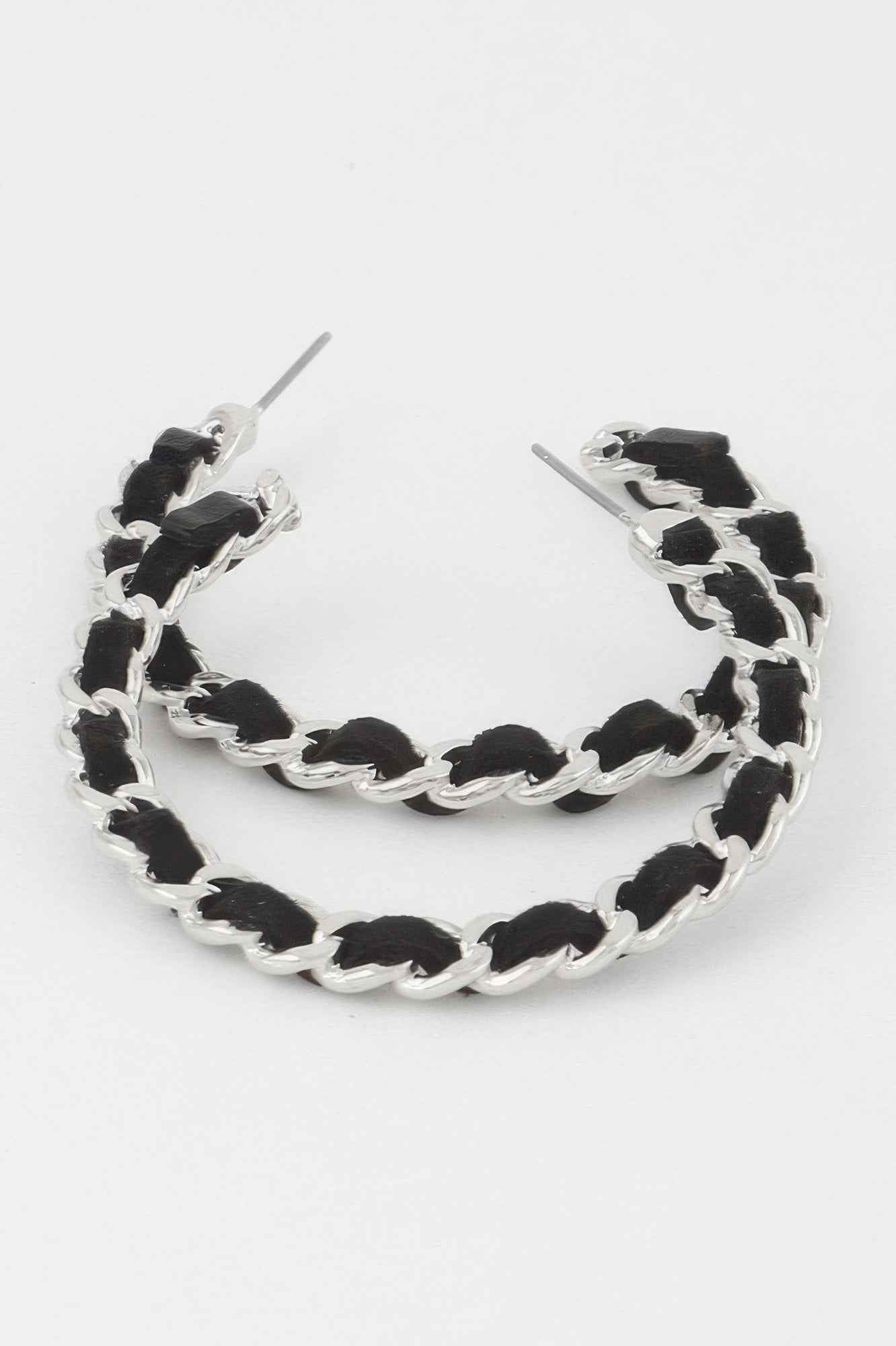 Velvet Lace Wrapped Hoop Earrings