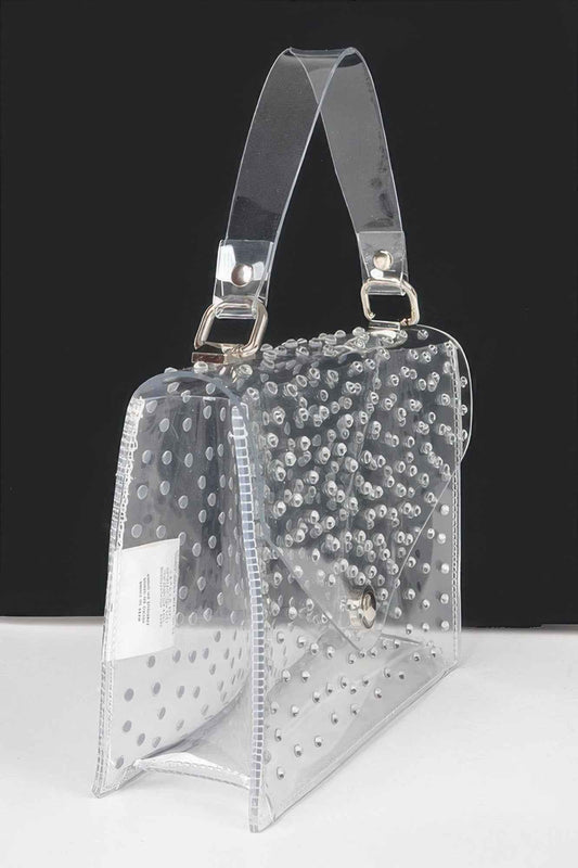 Rhinestone Hot Fix Clear Crossbody Bag