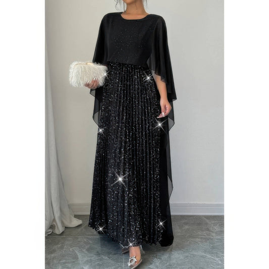 Solid Elegant Sequin Satin Knit Party Long Dress - It's a Girly Place