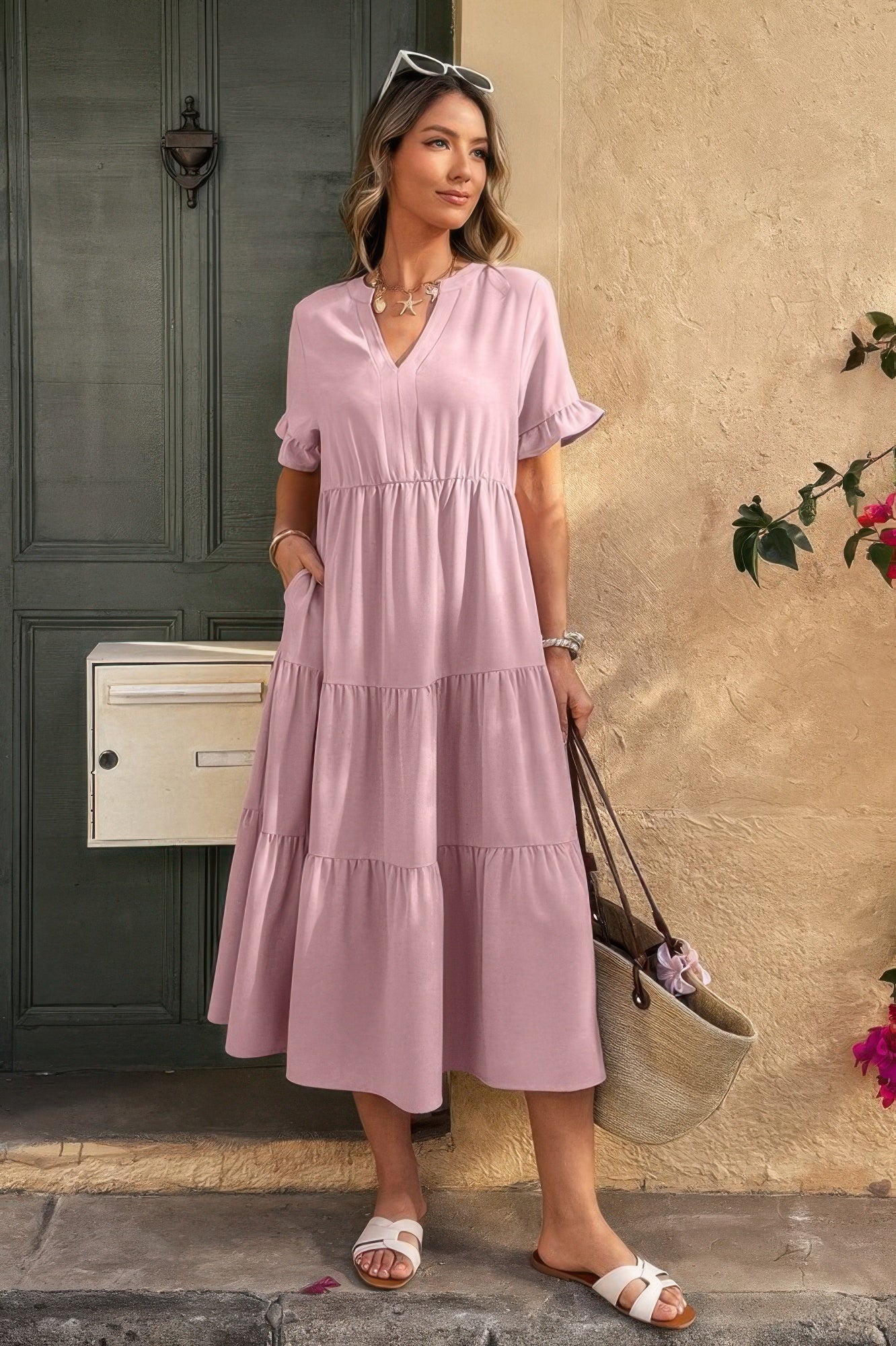 Solid A Line Ruffle Hem Color Block Dress - It's a Girly Place