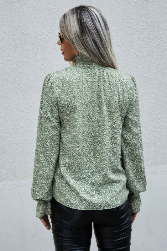 Allover Ruffle Shirred Neck Flounce Sleeve Blouse - It's a Girly Place