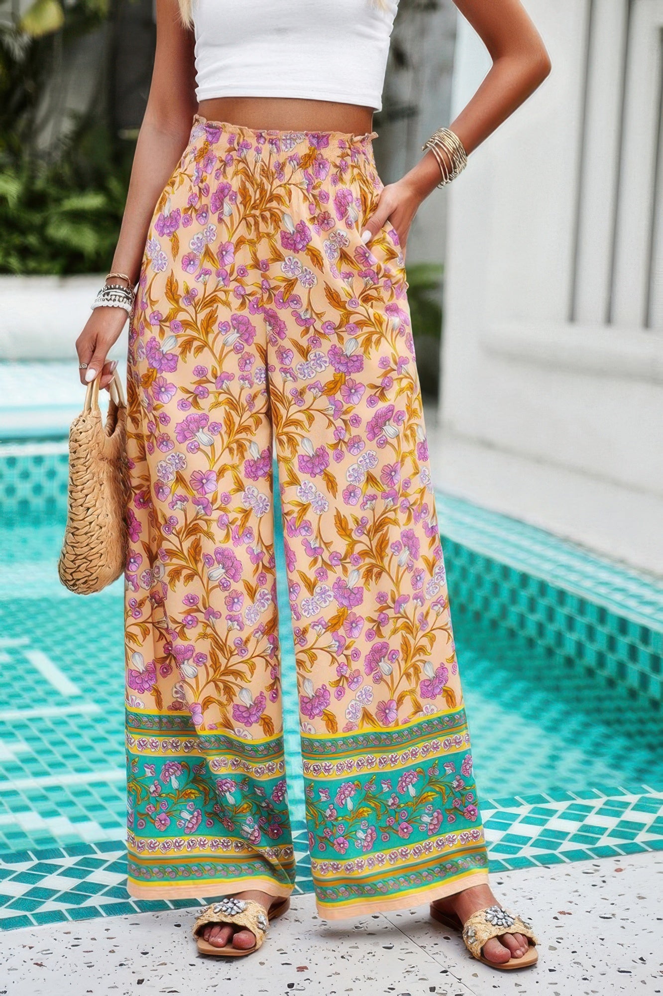 Floral Printed Loose High Waist Wide Leg Pant - It's a Girly Place
