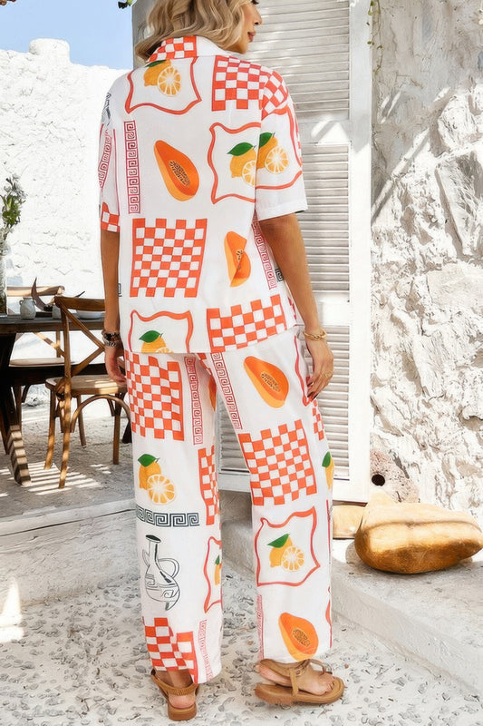 Two Pieces All Over Print Button Down Long Sets - It's a Girly Place