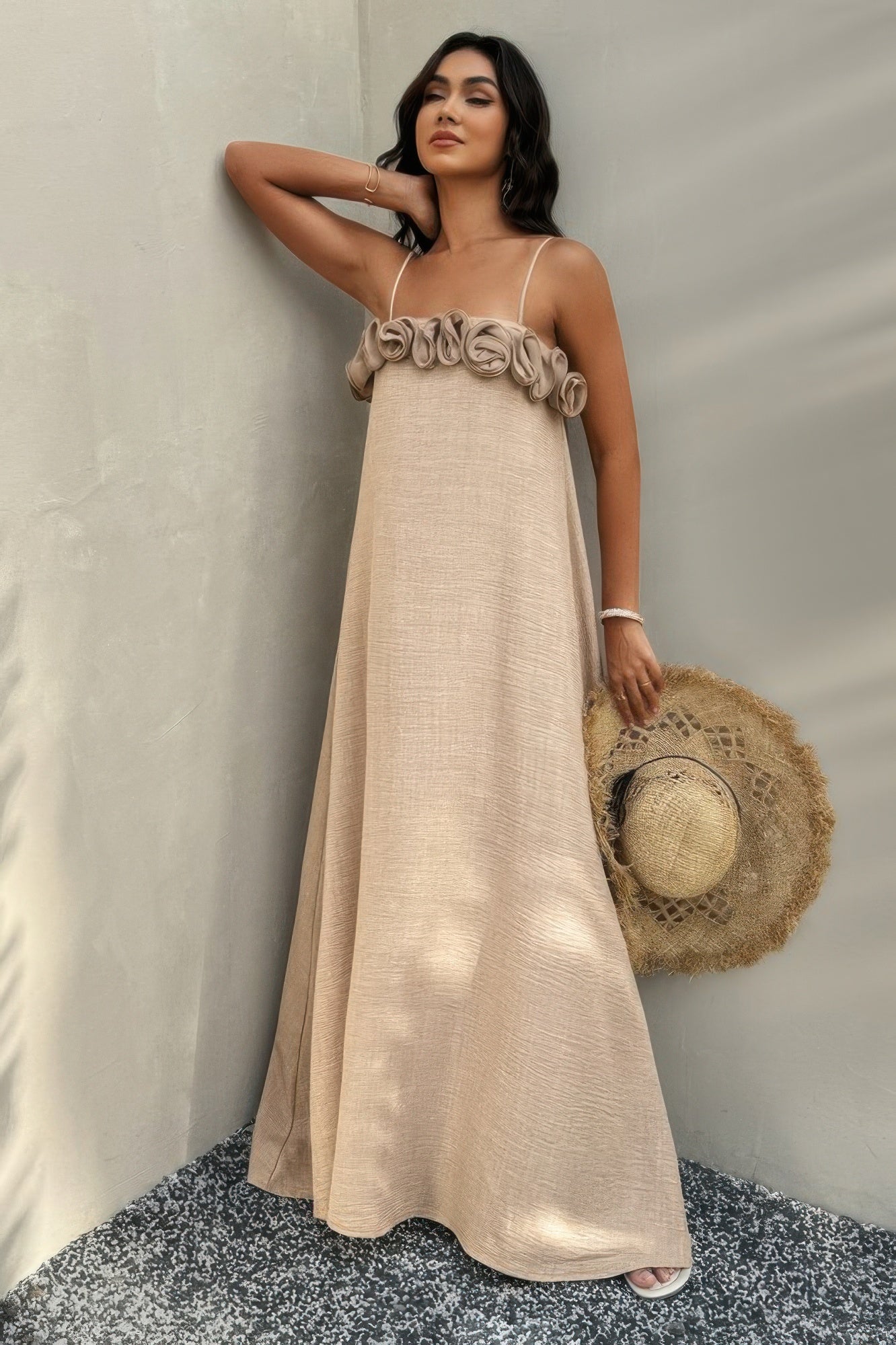 Flower Trim Off Shoulder Ruffled Backless Dress - It's a Girly Place