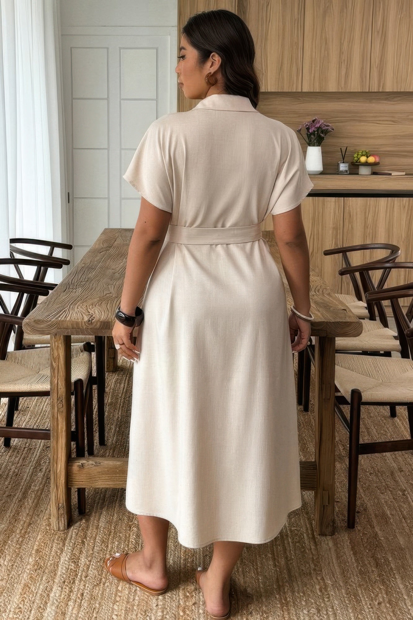 Plus Solid Button Down Straight Belted Shirt Dress - It's a Girly Place