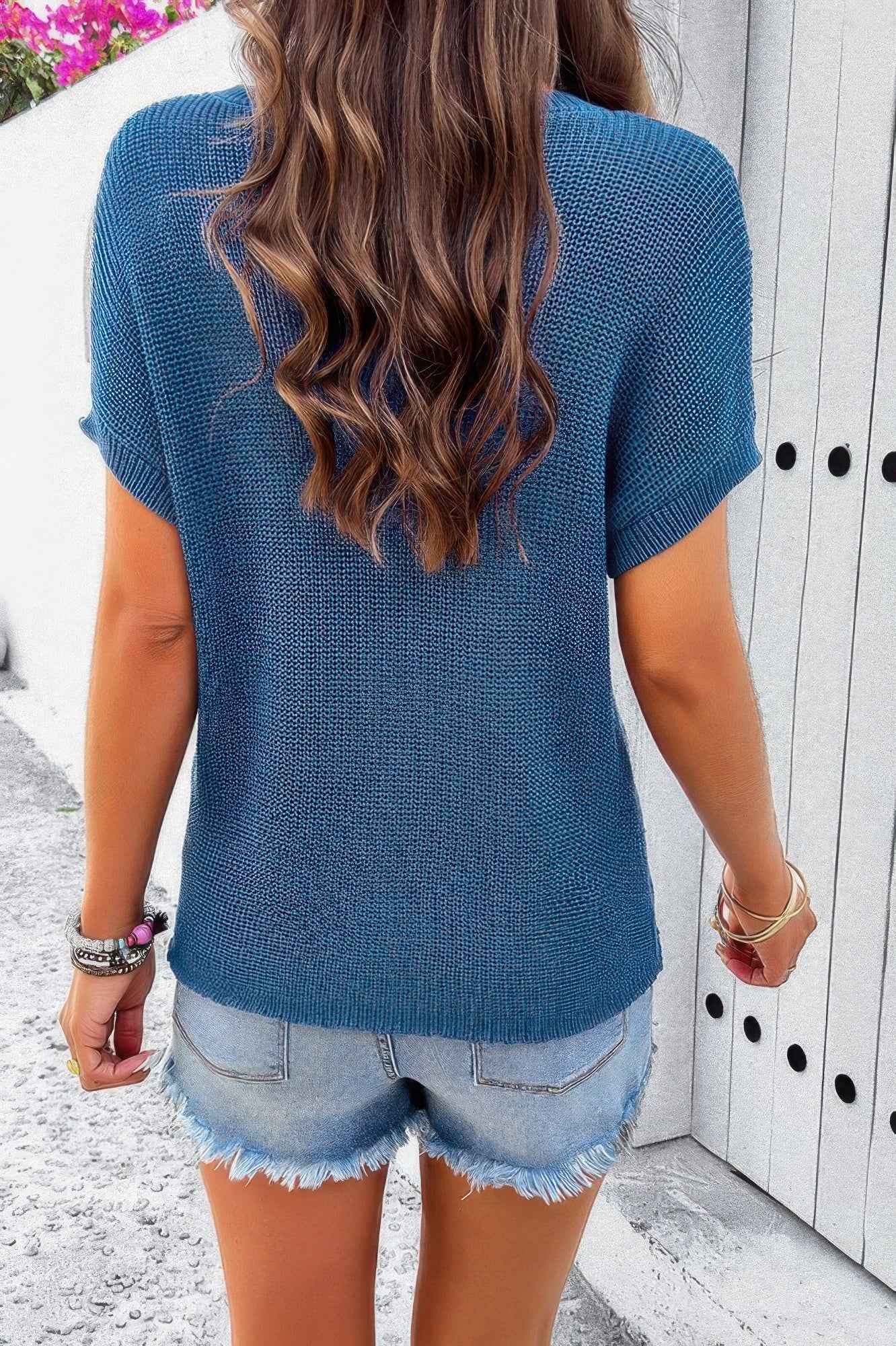 Pocket Knit Round Neck Loose Pullover Sweater