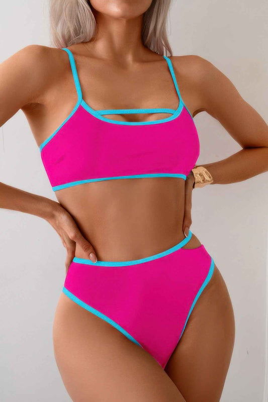 Square Neck Cut Out Two Pieces Bikini