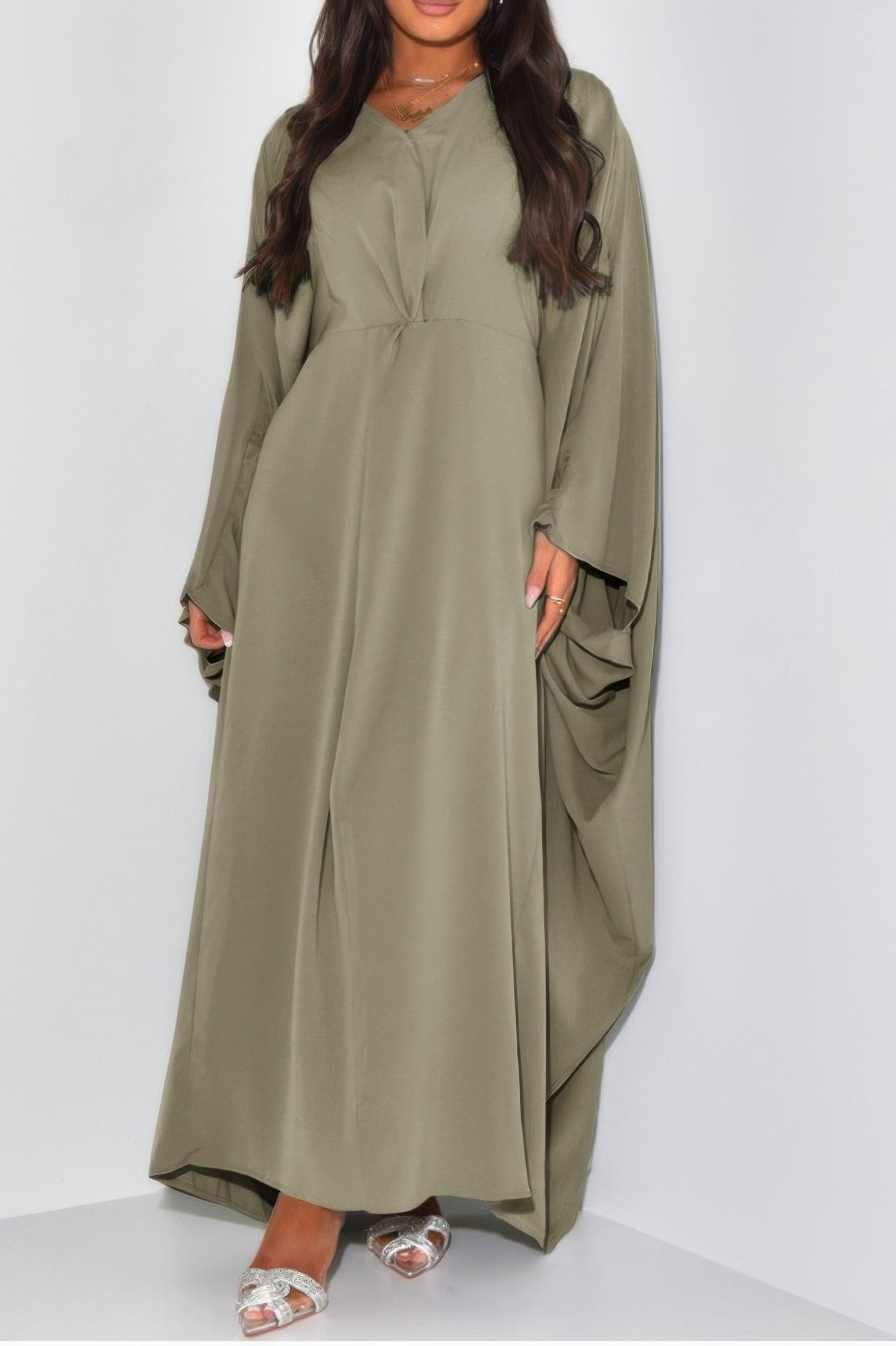 Plain V Neck Loose Fit Shift Maxi Dress - It's a Girly Place