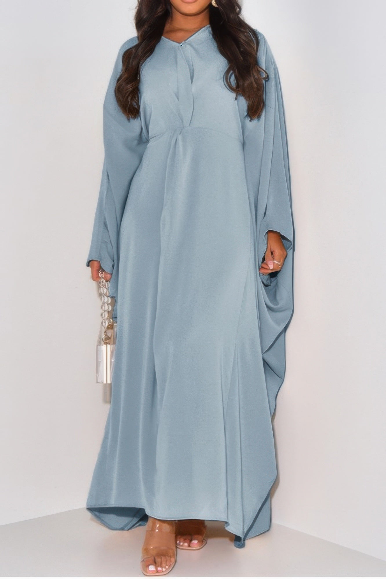 Plain V Neck Loose Fit Shift Maxi Dress - It's a Girly Place