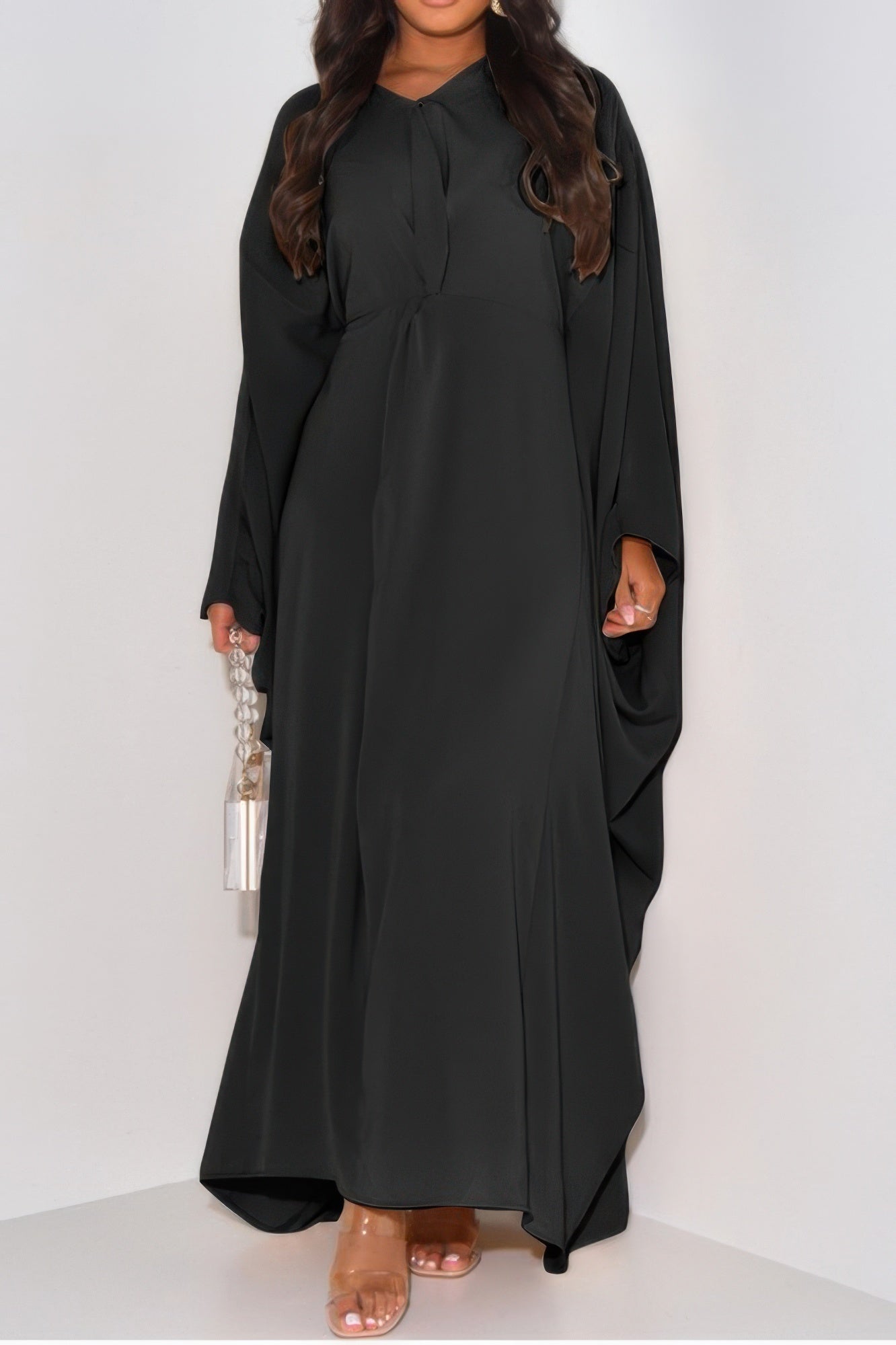 Plain V Neck Loose Fit Shift Maxi Dress - It's a Girly Place