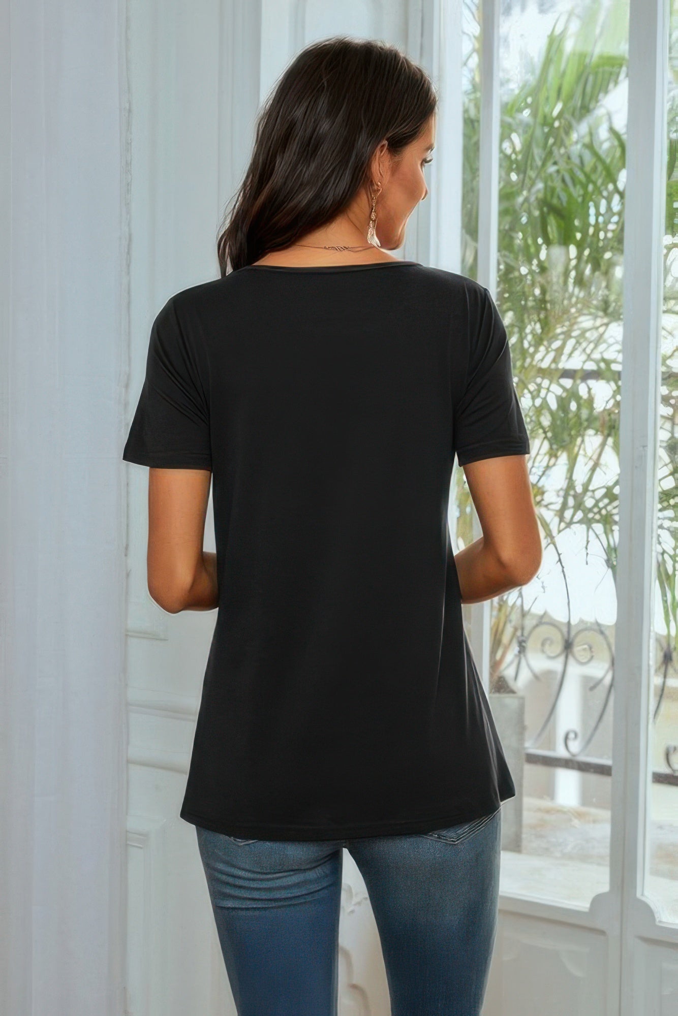 Round Neck Short Sleeve Print Top - It's a Girly Place