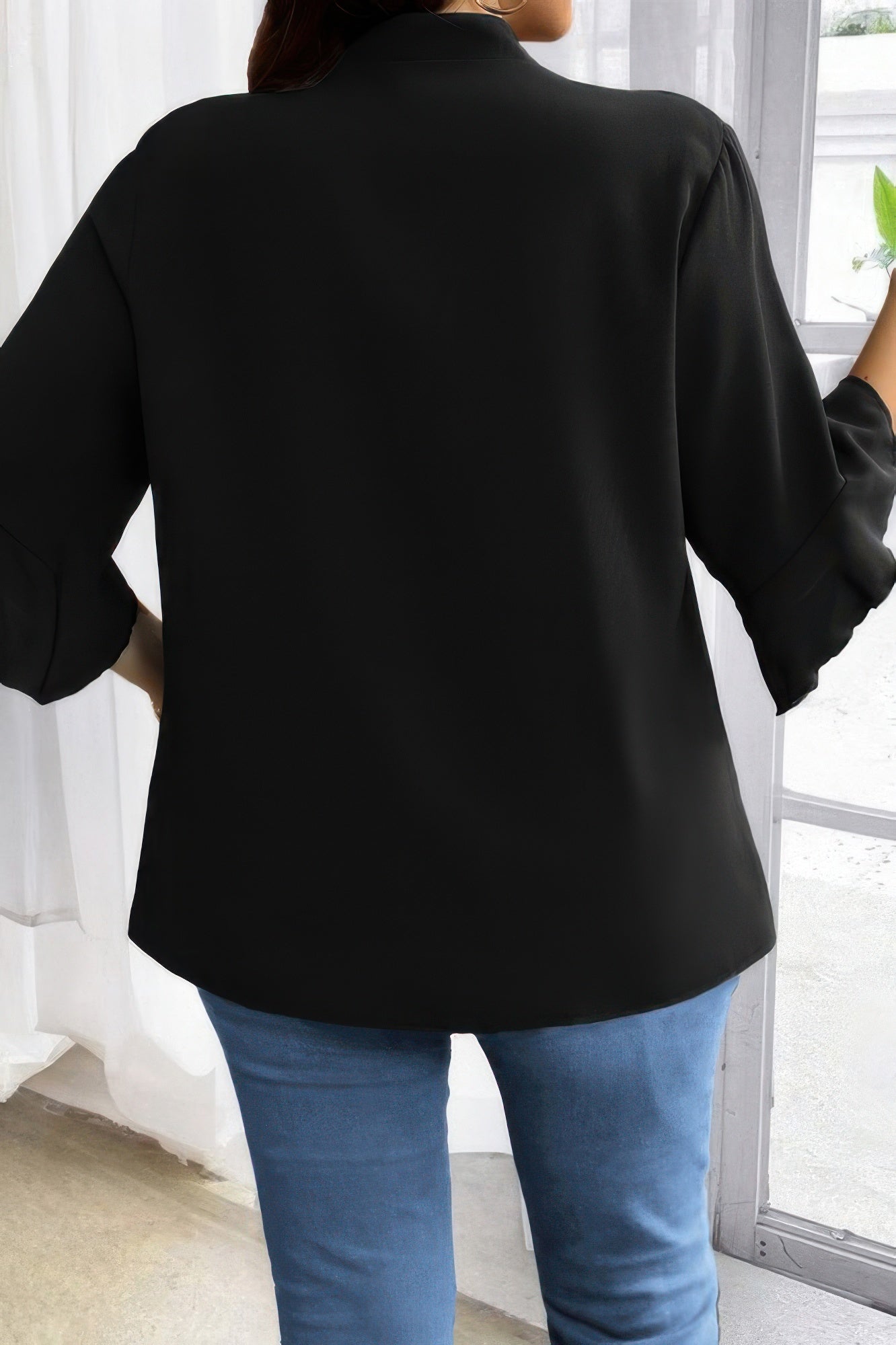 Plus V Neck Ruffle Half Sleeves Loose Blouse - It's a Girly Place