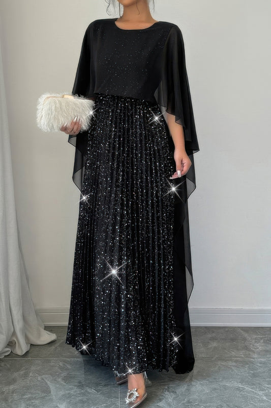Solid Elegant Sequin Satin Knit Party Long Dress - It's a Girly Place