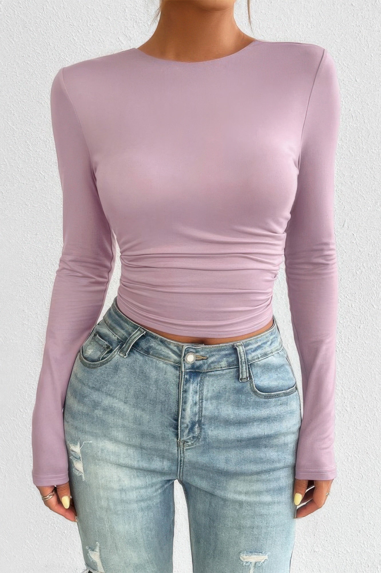 Plain Long Sleeve Open Back Slim Fit Top - It's a Girly Place