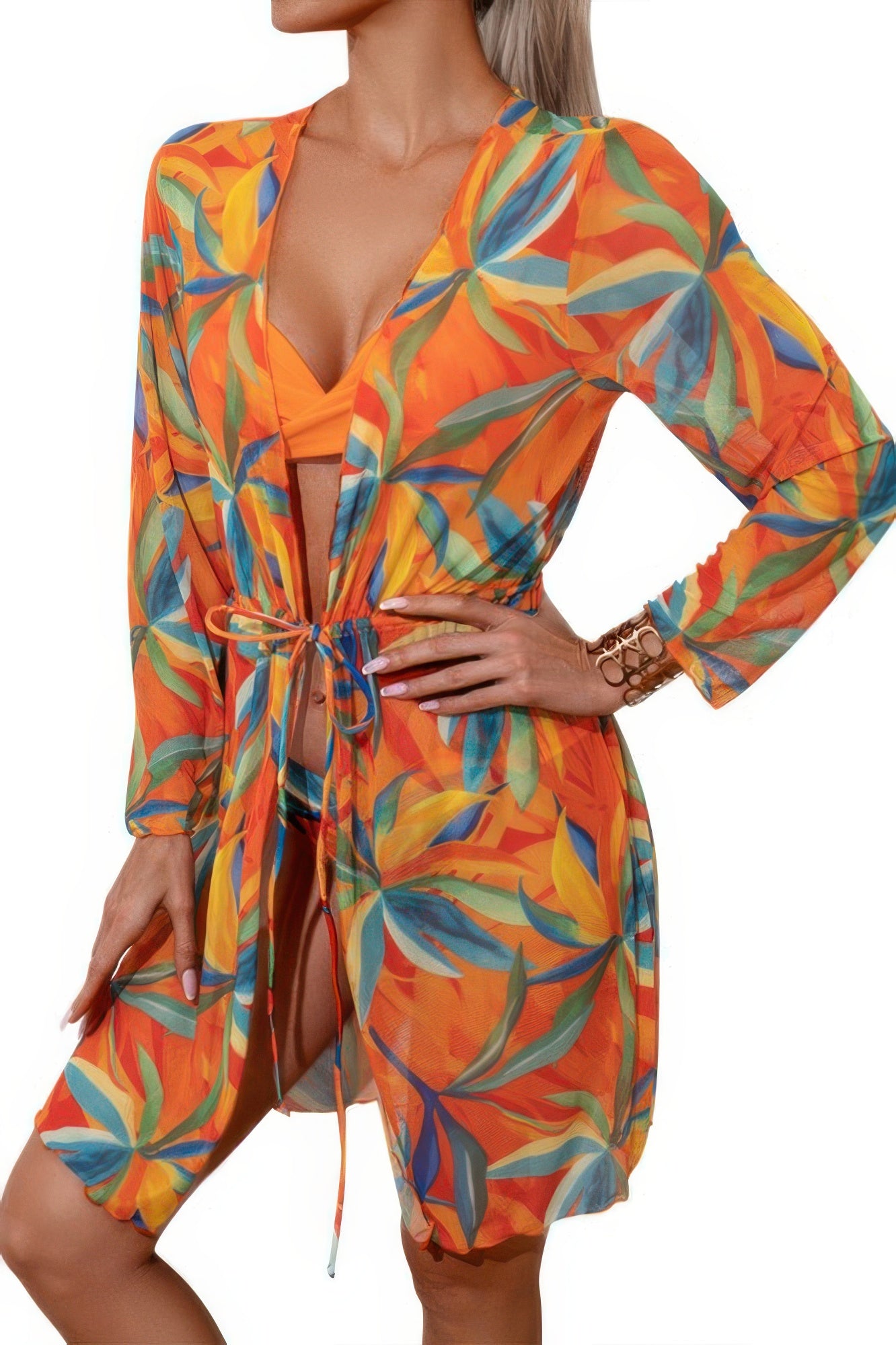 Leopard Print Bikini Kimono Three Pieces Swimsuit - It's a Girly Place