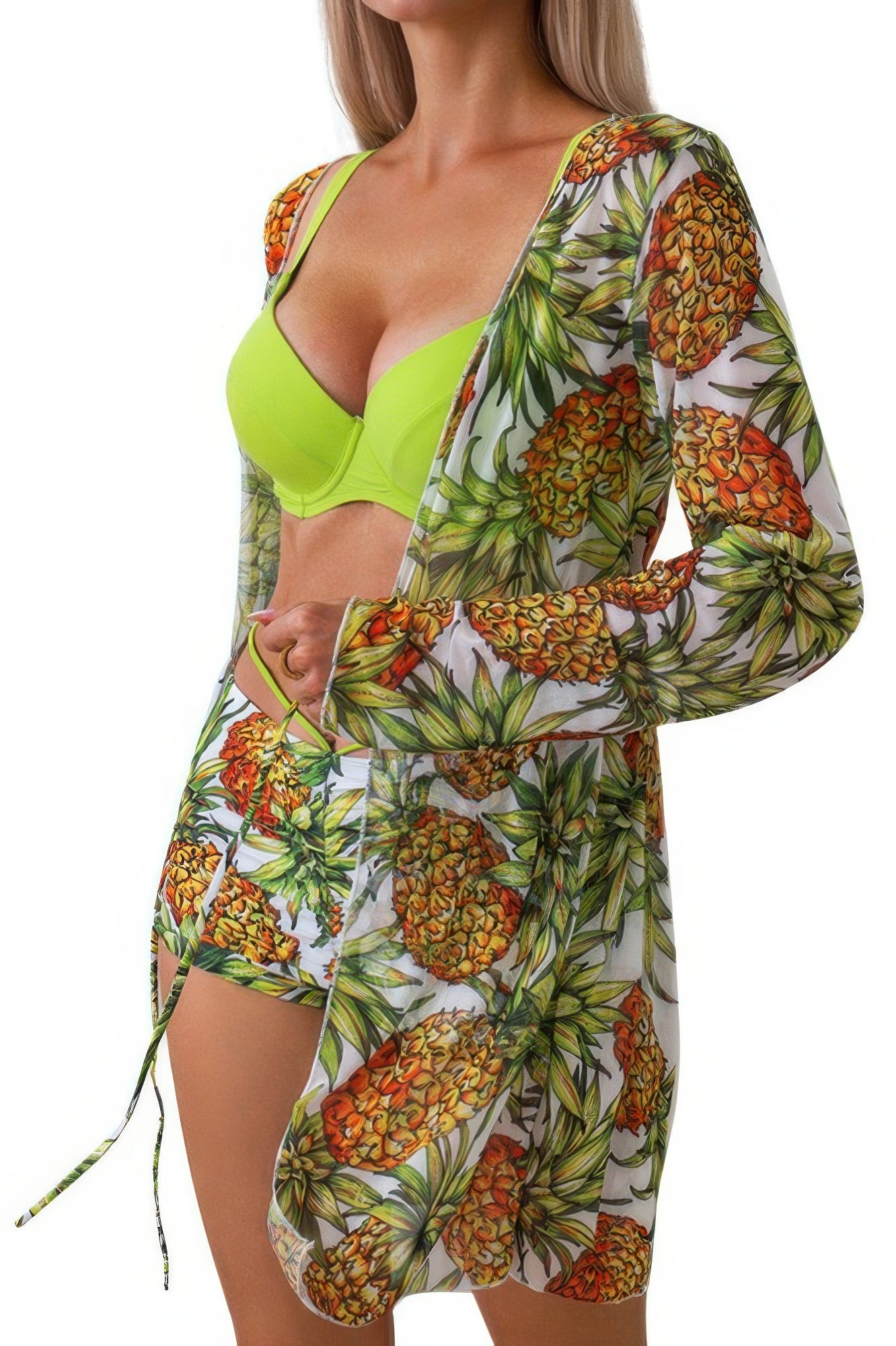 Three Piece Push Up High Waisted Kimono Swimsuit - It's a Girly Place