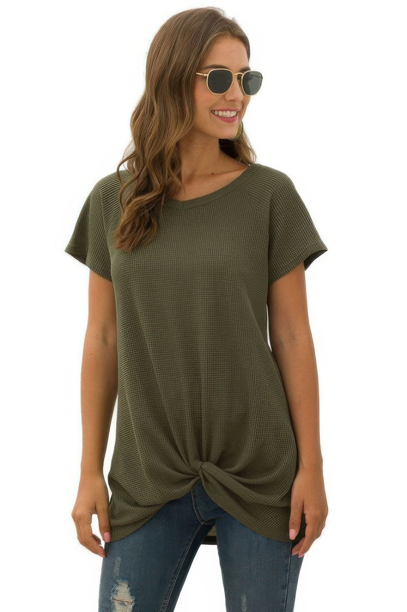 Crew Neck Solid Color Tunic Tops - It's a Girly Place