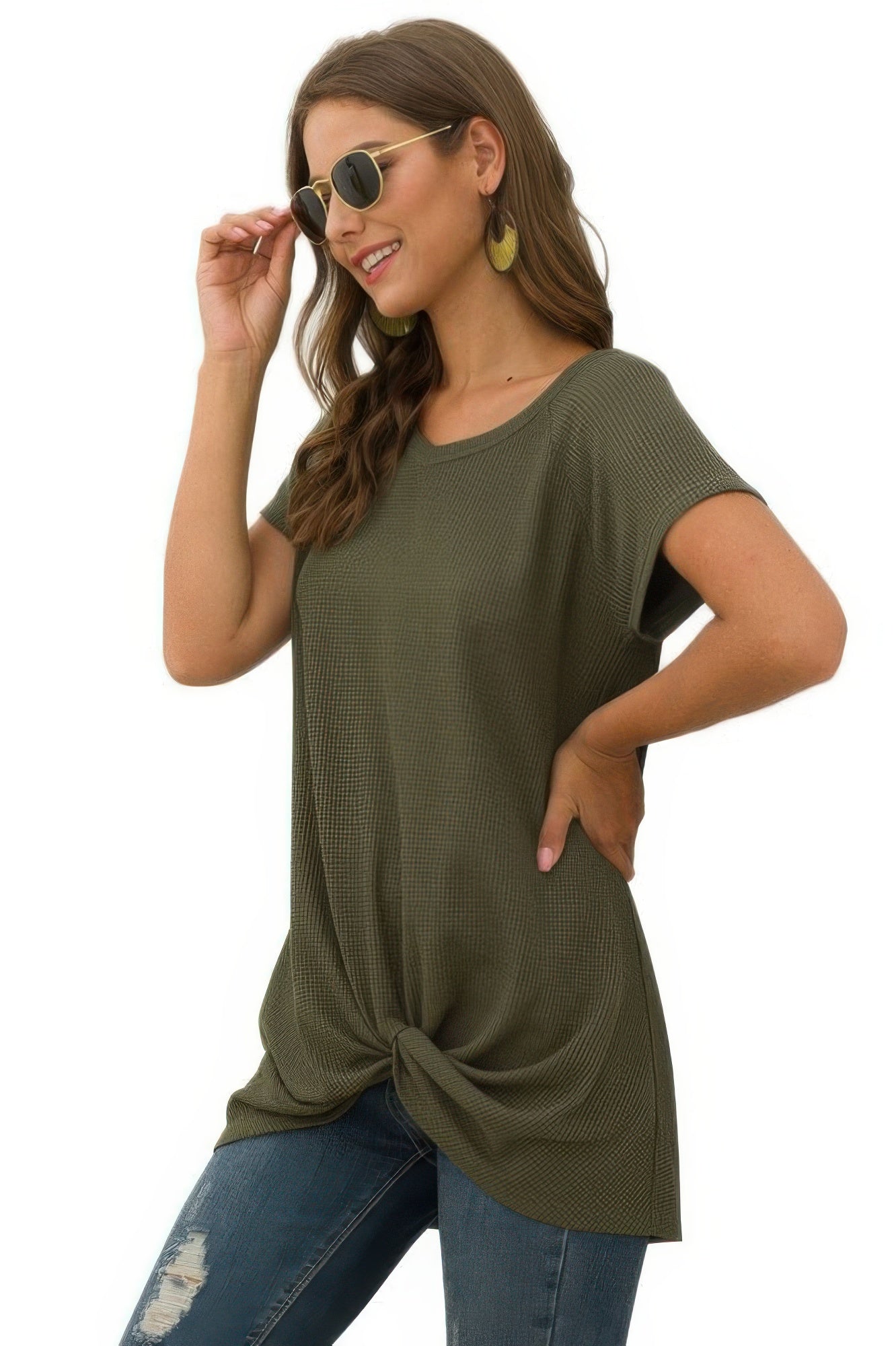 Crew Neck Solid Color Tunic Tops - It's a Girly Place
