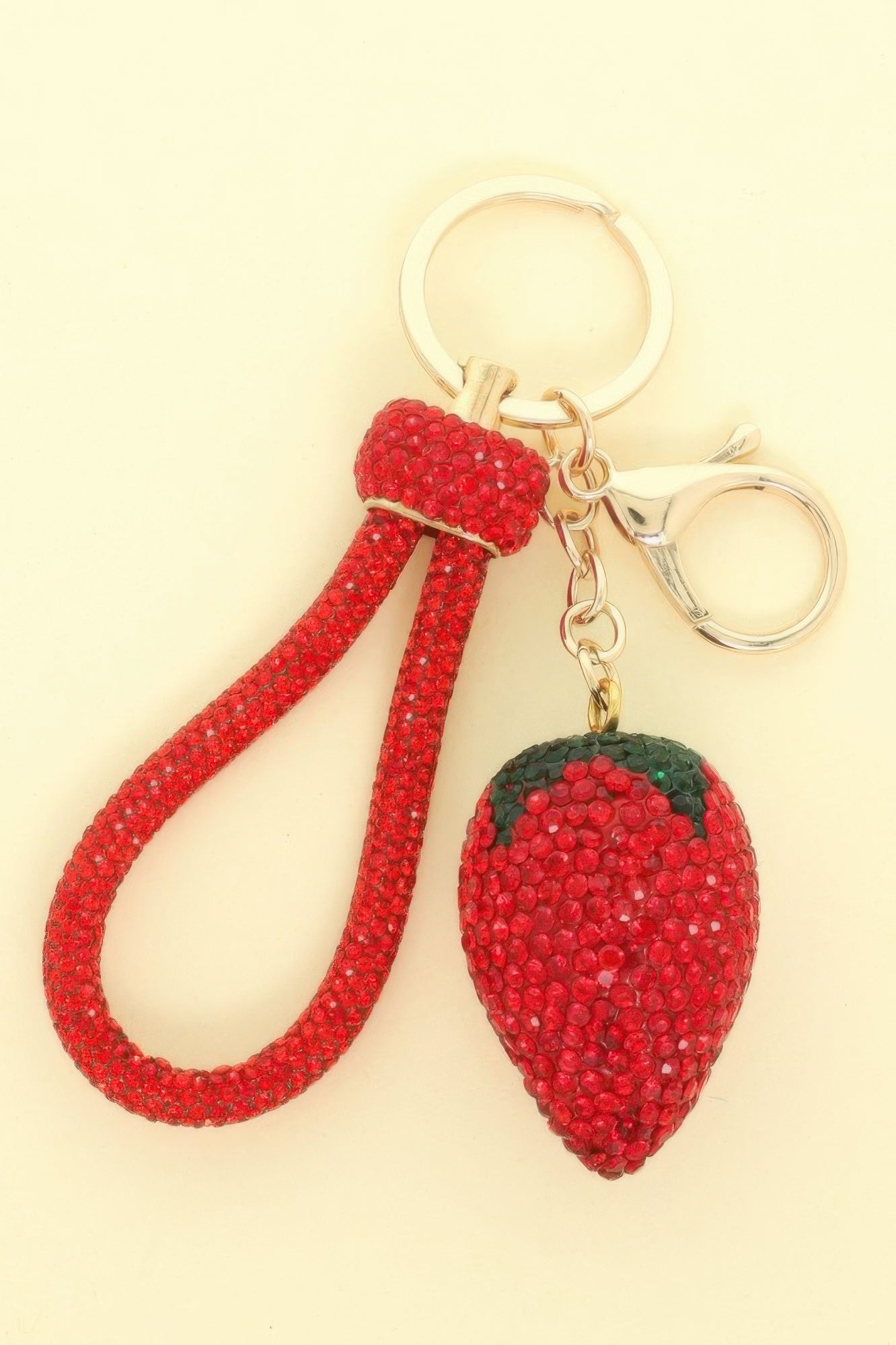 Rhinestone Strawberry Wristlet Keychain - It's a Girly Place