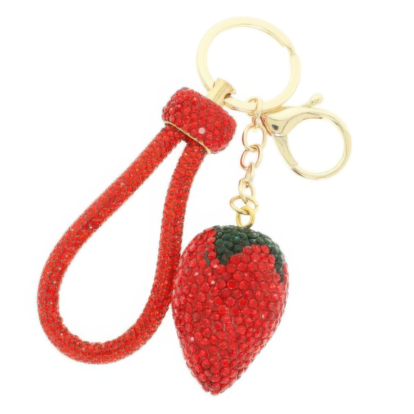 Rhinestone Strawberry Wristlet Keychain - It's a Girly Place