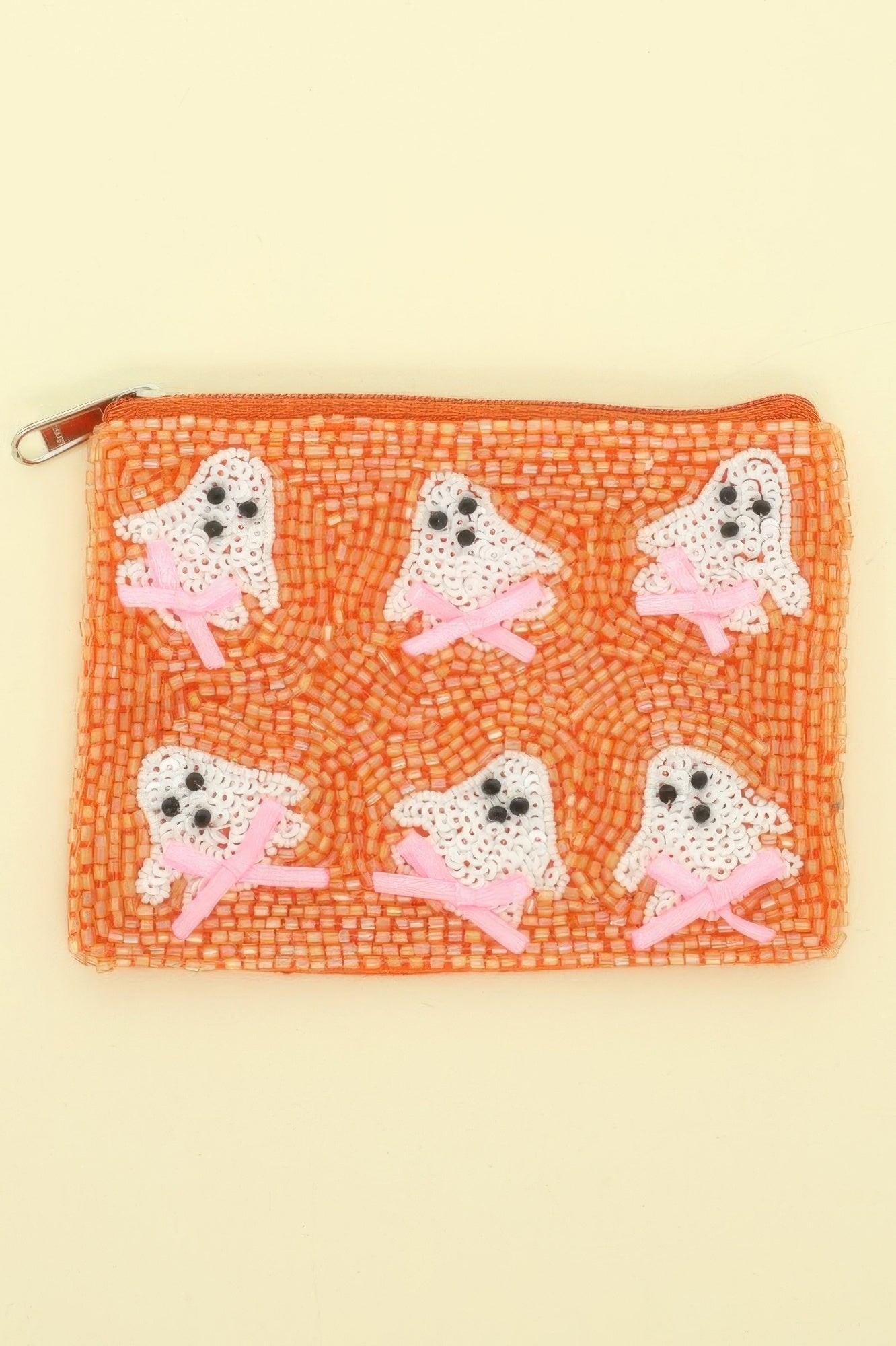 Ghost With Bow Seed Beaded Coin Bag - It's a Girly Place
