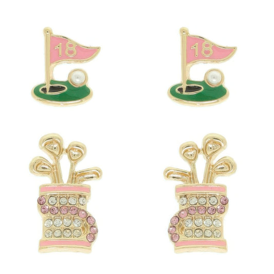 2 Pair Gameday Golf Theme Earring Set - It's a Girly Place