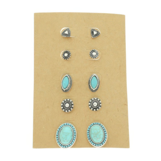 Western Theme Assorted 5 Pair Earring Set - It's a Girly Place