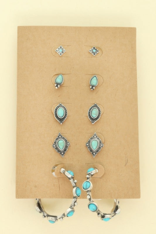 Western Theme Assorted 5 Pair Earring Set - It's a Girly Place