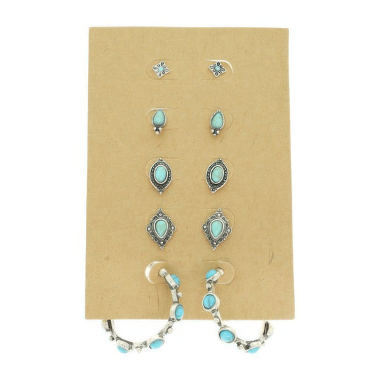 Western Theme Assorted 5 Pair Earring Set - It's a Girly Place
