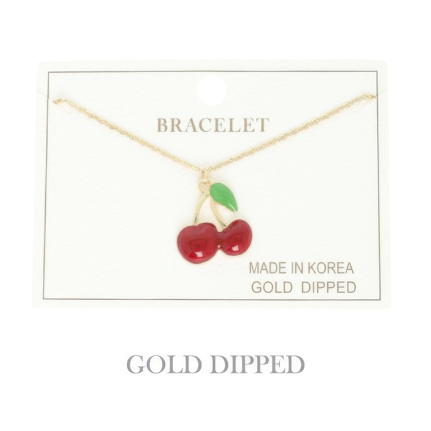 Gold Plated Cherry Charm Bracelet - It's a Girly Place