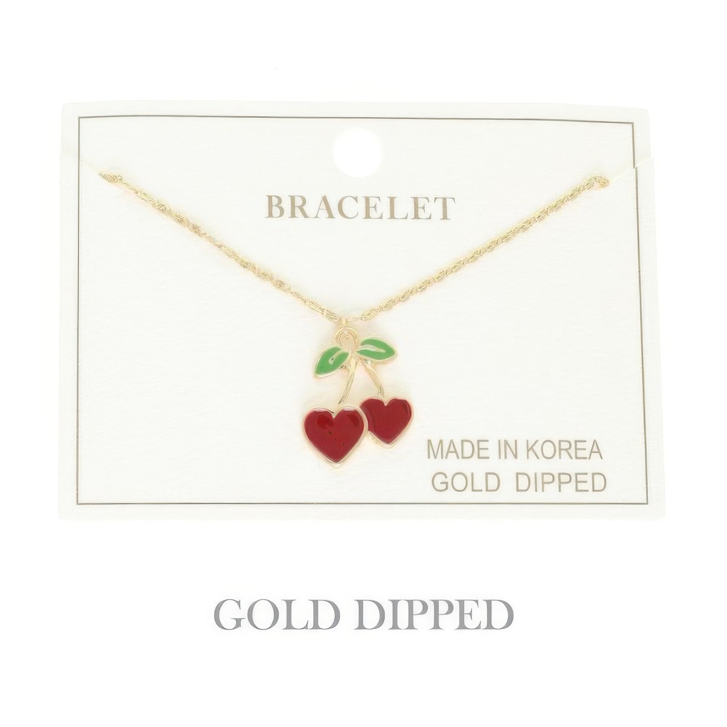 Gold Plated Cherry Hearts Bracelet - It's a Girly Place