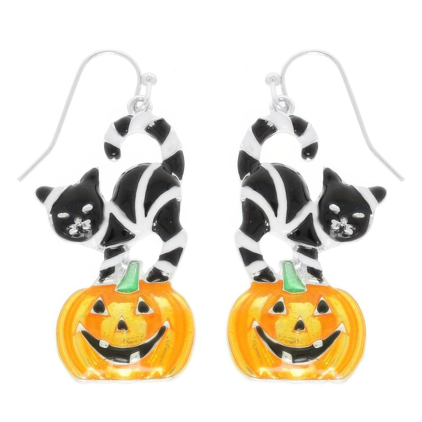 Halloween Black Cat On Pumpkin Earrings - It's a Girly Place
