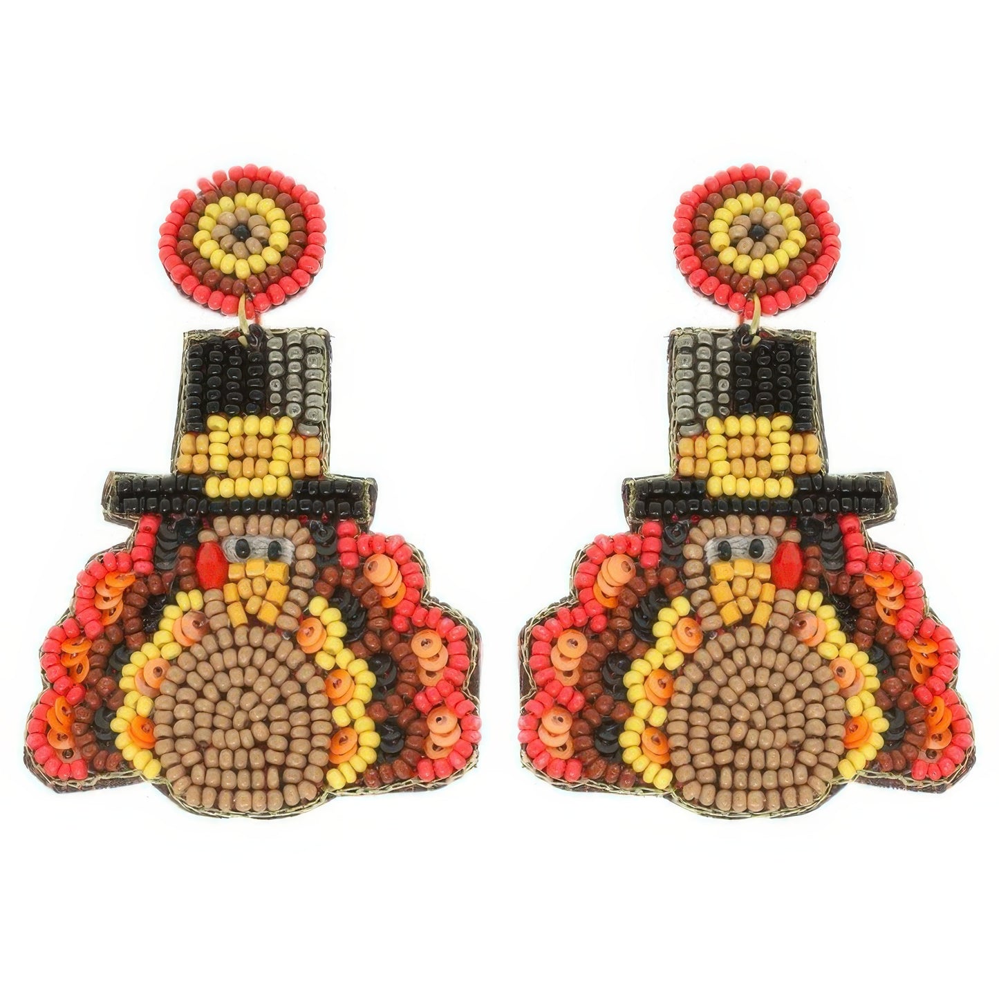 Thanksgiving Turkey Seed Bead Post Earrings - It's a Girly Place