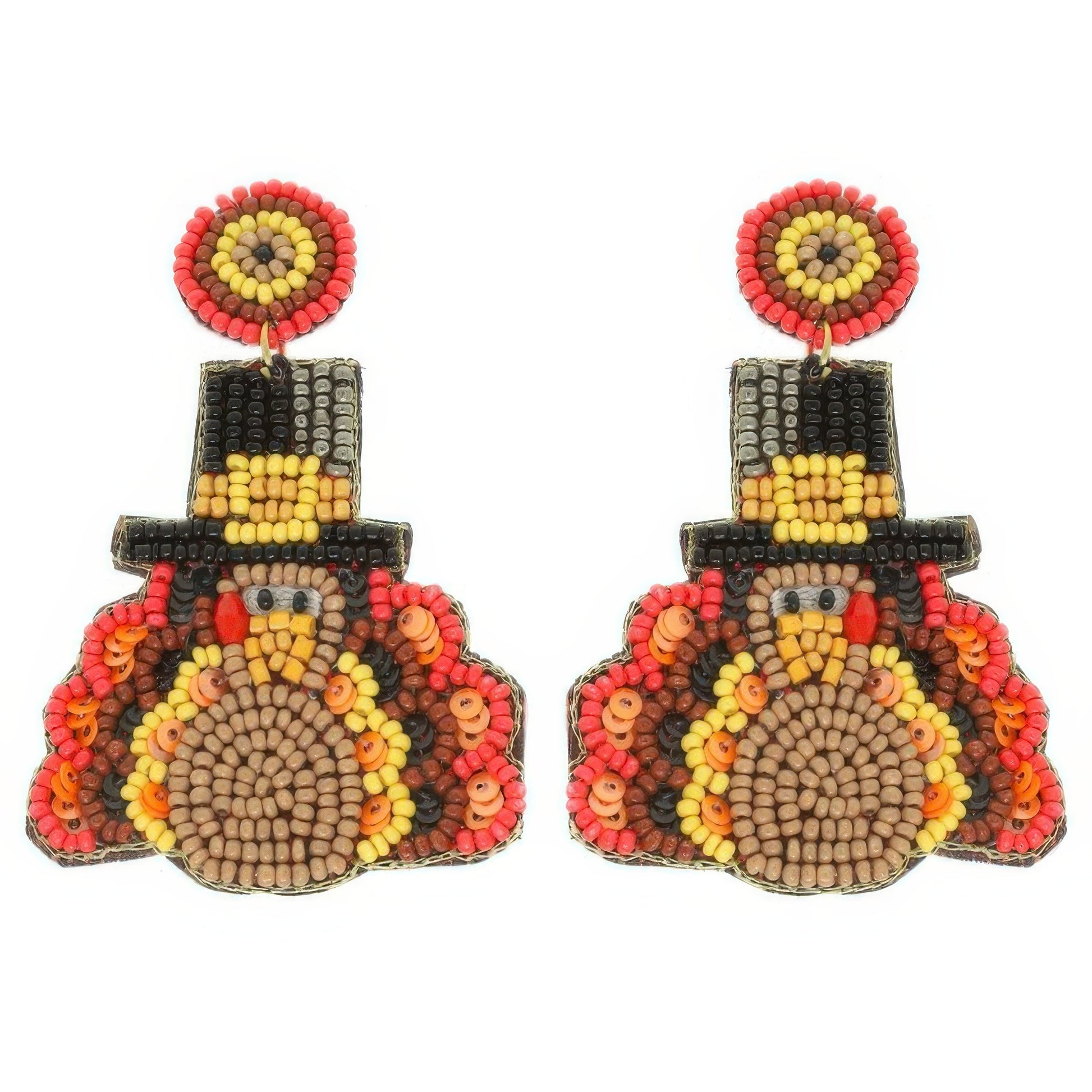 Thanksgiving Turkey Seed Bead Post Earrings - It's a Girly Place