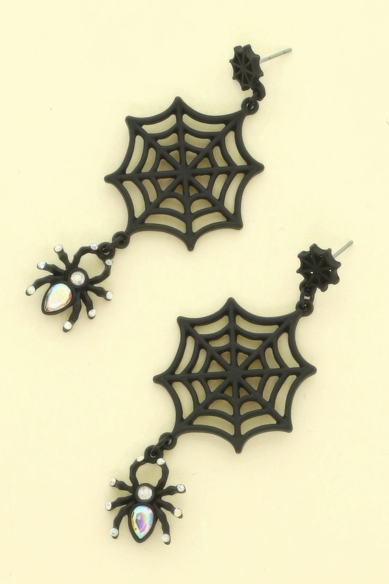 Halloween Enamel Black Webbed Spider Earrings - It's a Girly Place