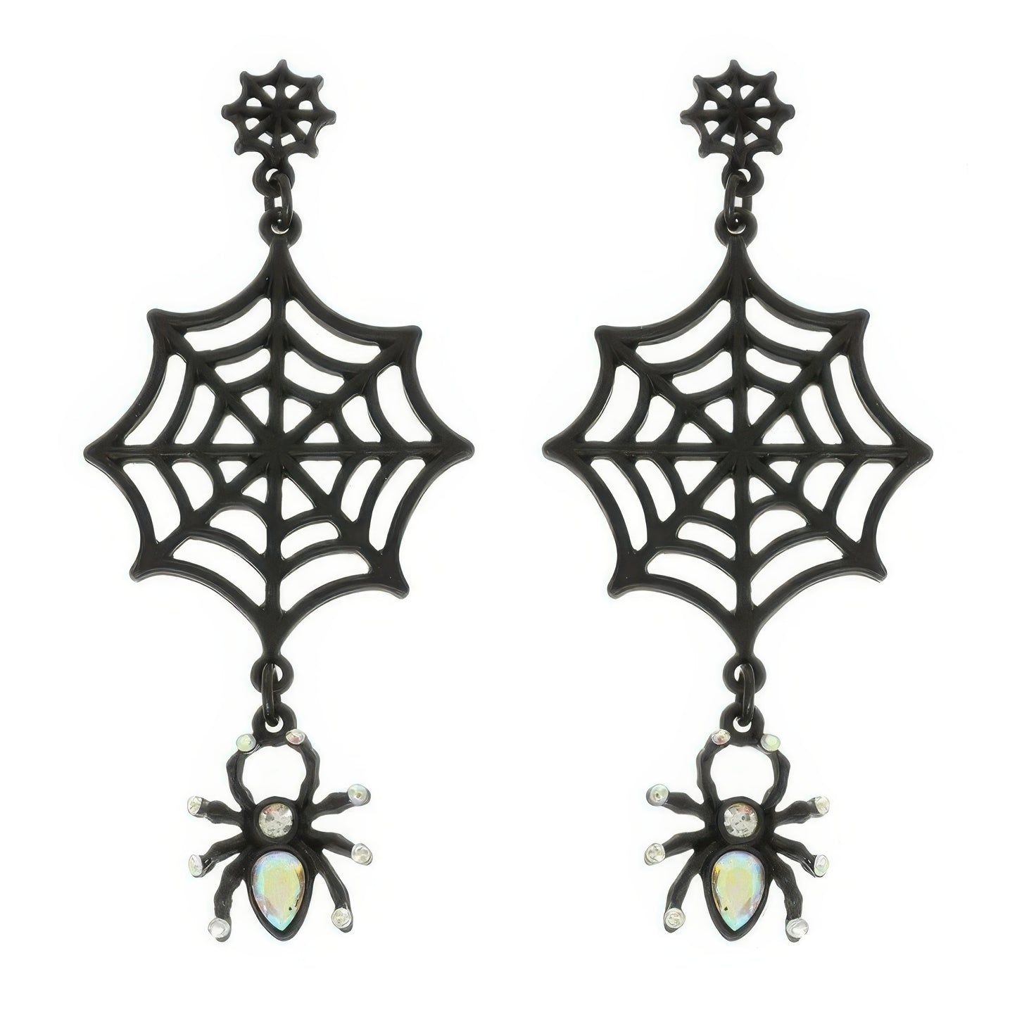 Halloween Enamel Black Webbed Spider Earrings - It's a Girly Place