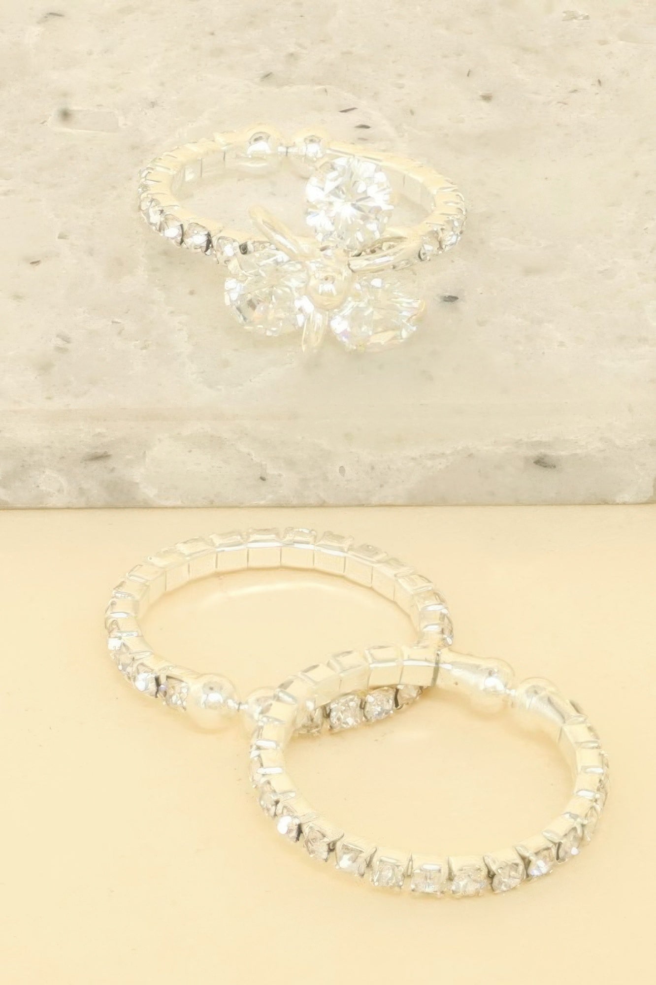 3pc Jeweled Adjustable Ring Set - It's a Girly Place