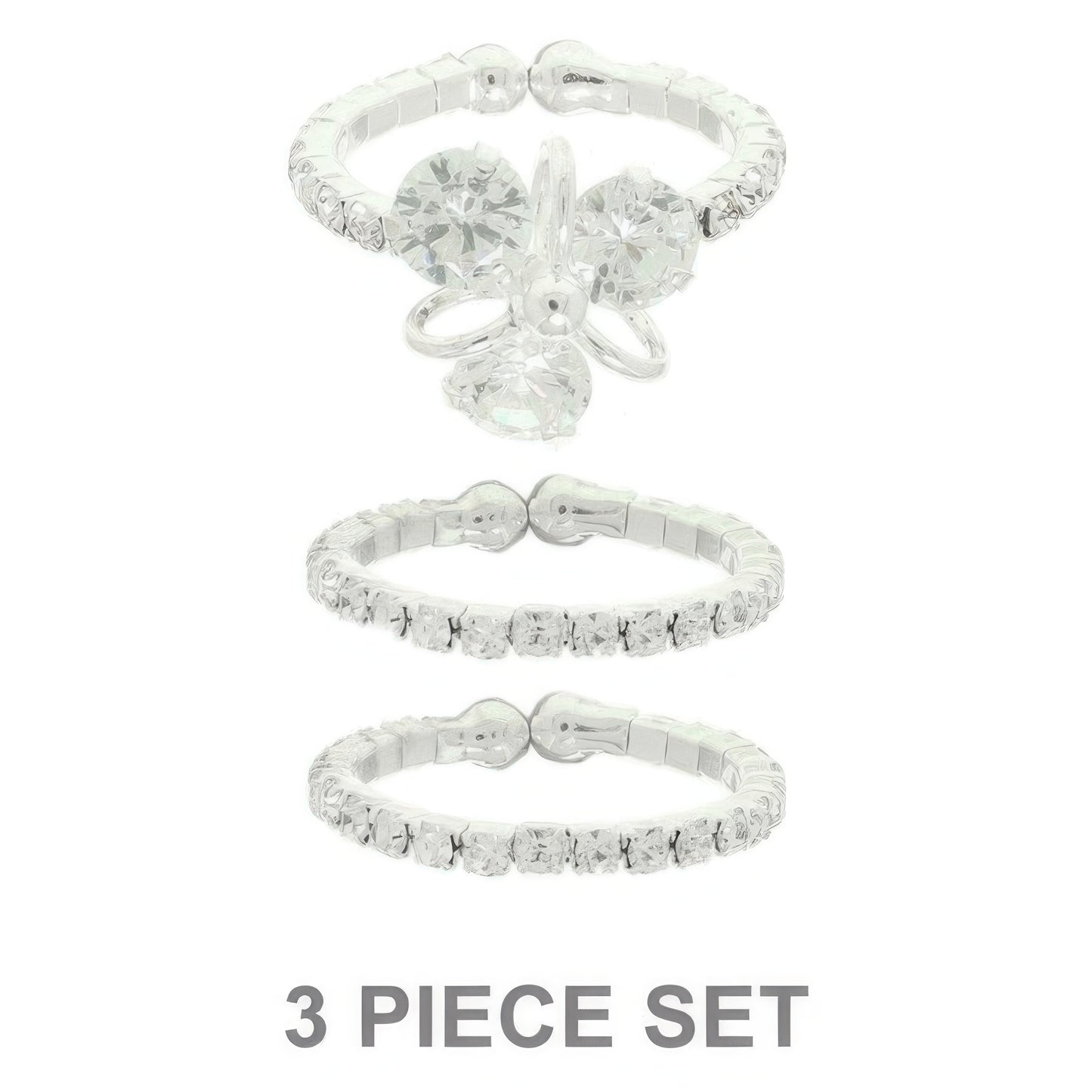 3pc Jeweled Adjustable Ring Set - It's a Girly Place