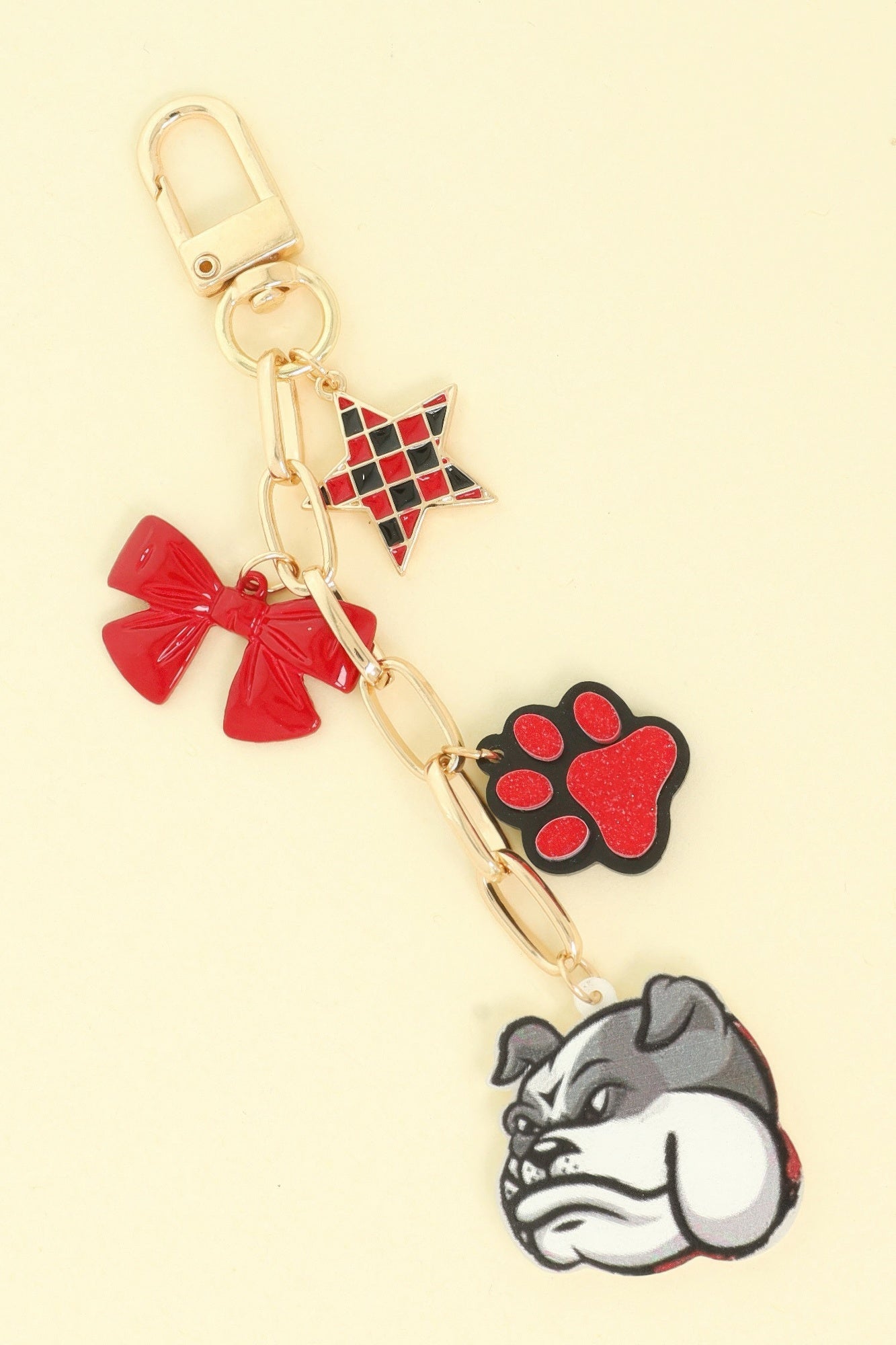 Game Day Bulldog Bag Charm Keychain - It's a Girly Place