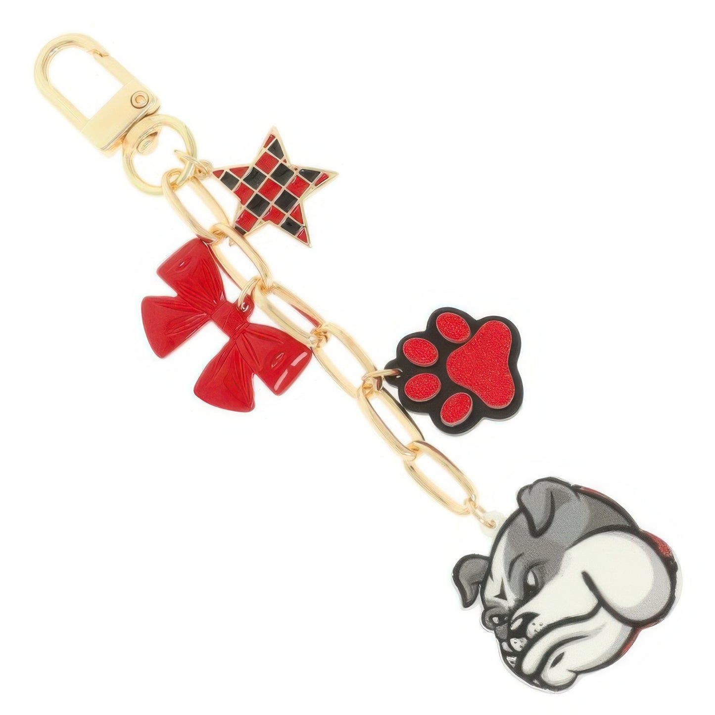 Game Day Bulldog Bag Charm Keychain - It's a Girly Place
