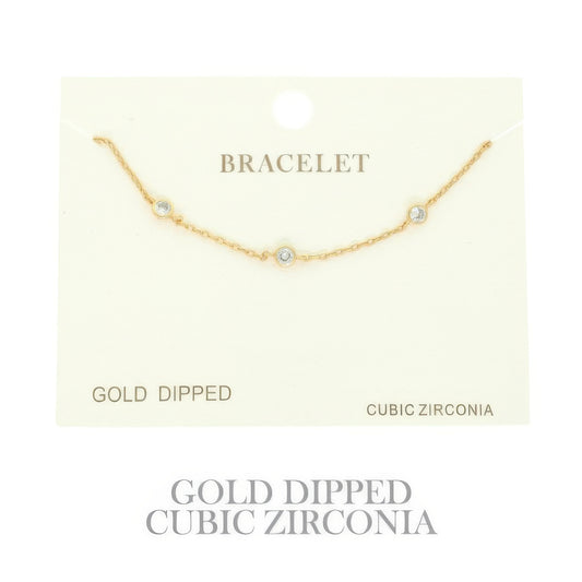 Gold-plated Cz Station Chain Bracelet - It's a Girly Place