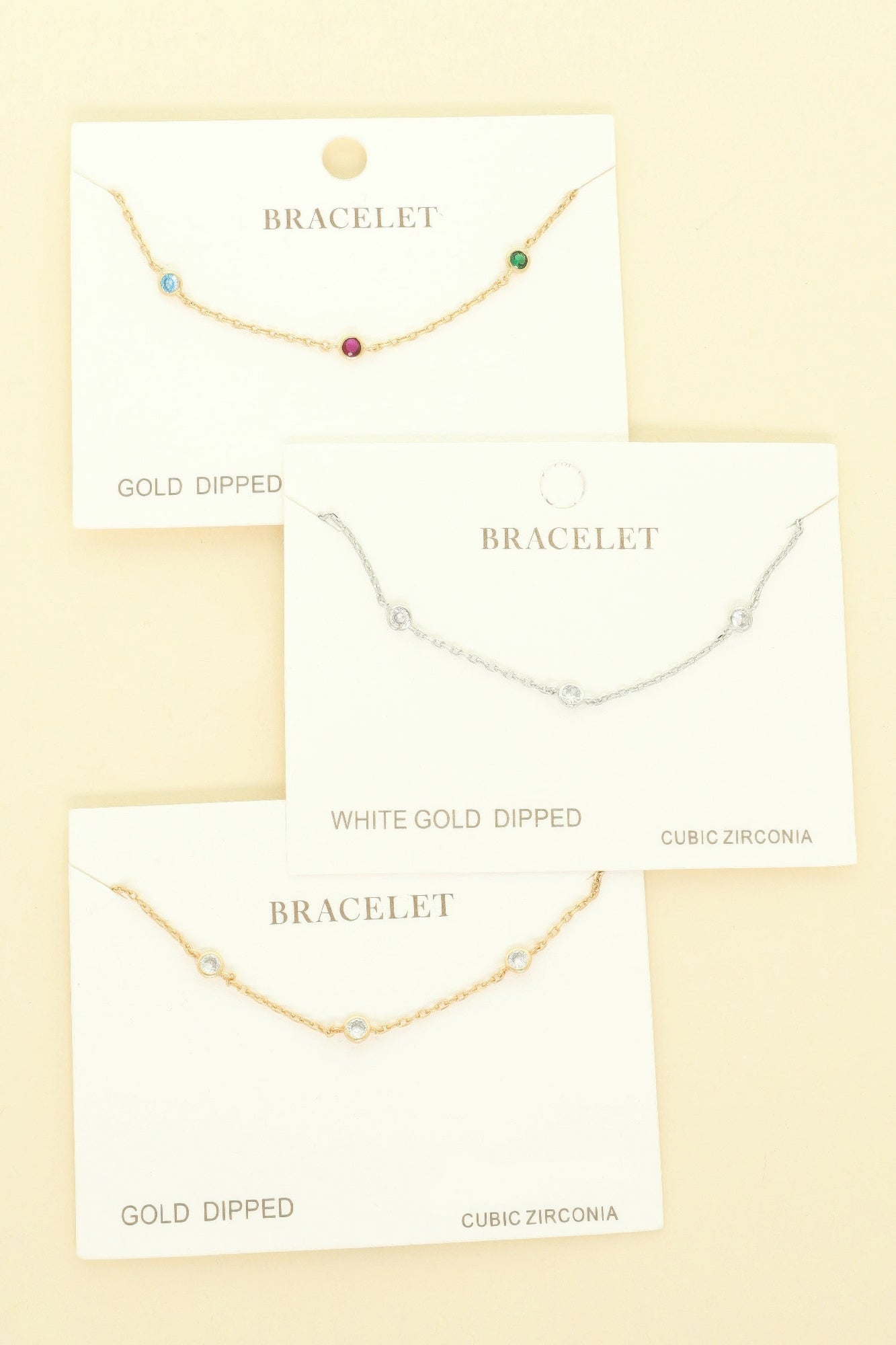 Gold-plated Cz Station Chain Bracelet - It's a Girly Place