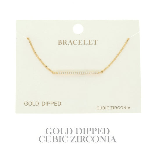 Gold Plated Cz Bar Chain Bracelet - It's a Girly Place