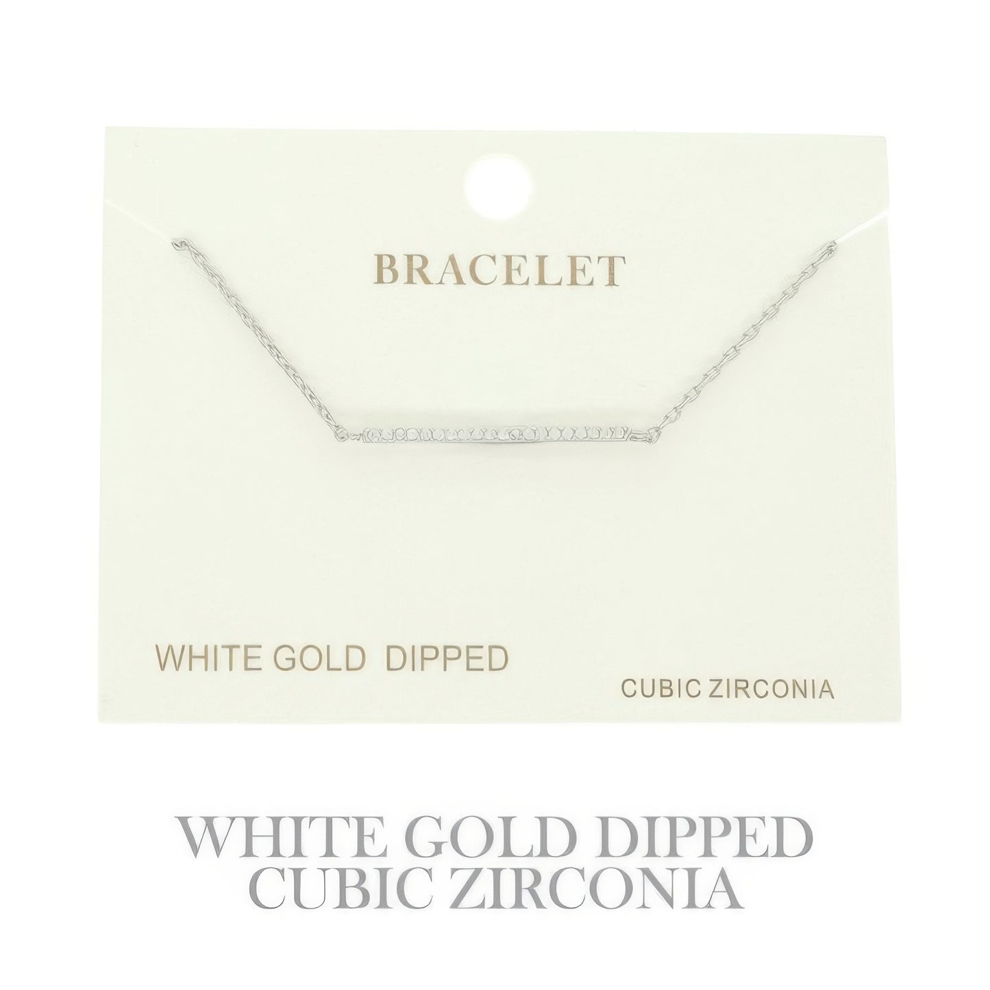 Gold Plated Cz Bar Chain Bracelet - It's a Girly Place