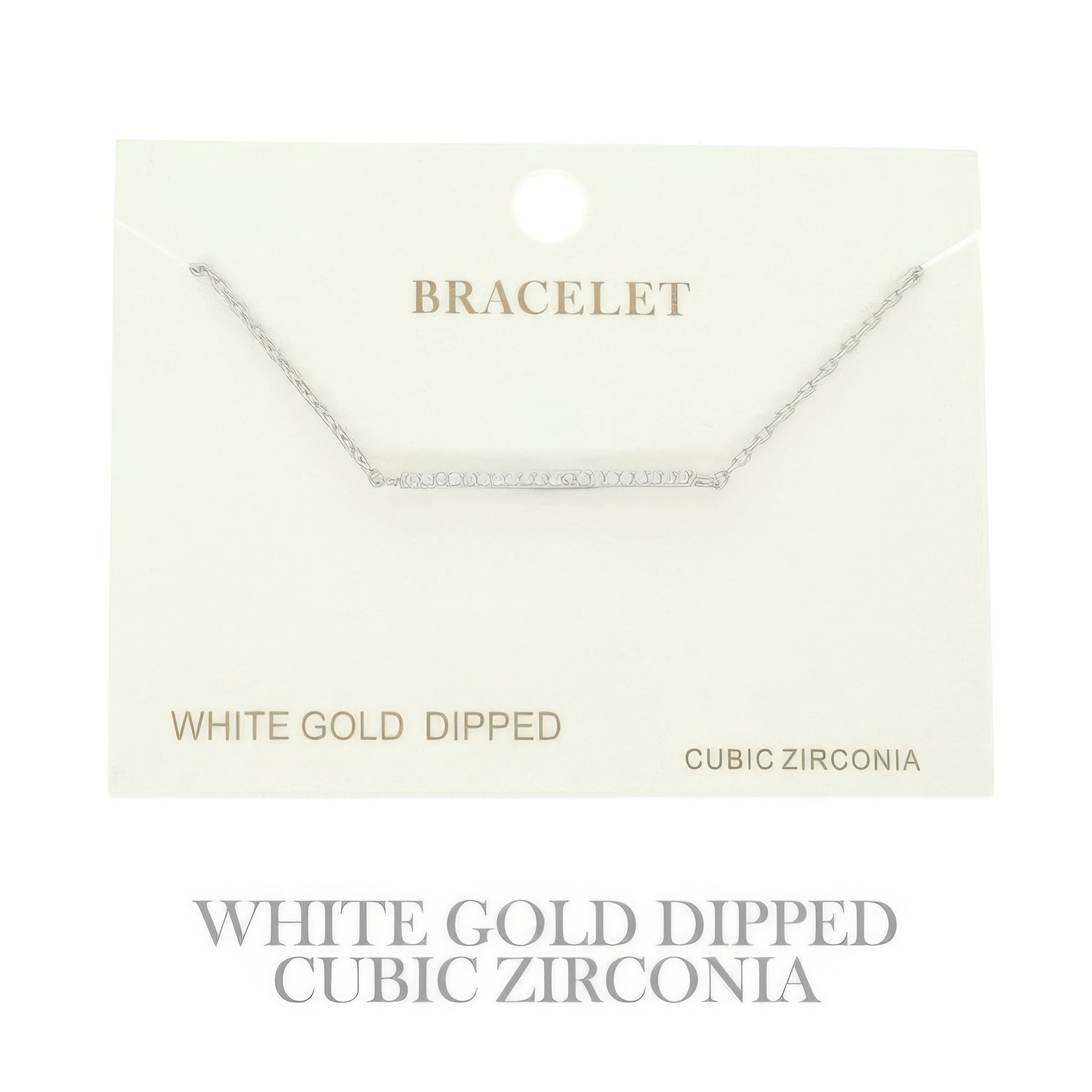 Gold Plated Cz Bar Chain Bracelet - It's a Girly Place