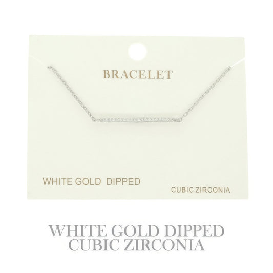 Gold Plated Cz Bar Chain Bracelet - It's a Girly Place